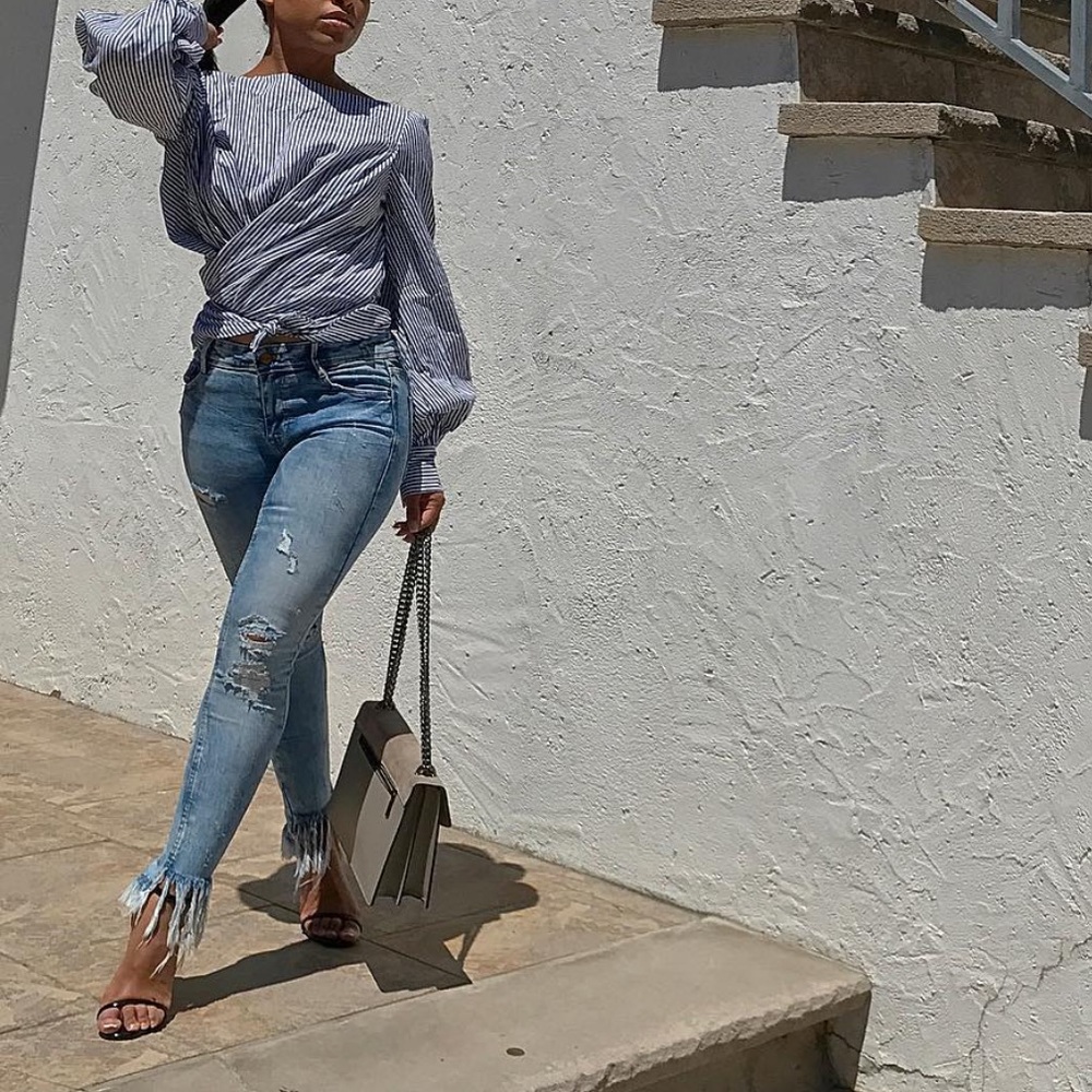 Zara lightwash ripped denim